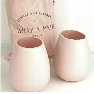 Odeme Set of 2 Silicone Wine Glasses Pink Rose